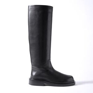 Jil Sander Black Over the Knee Leather Boots 38.5